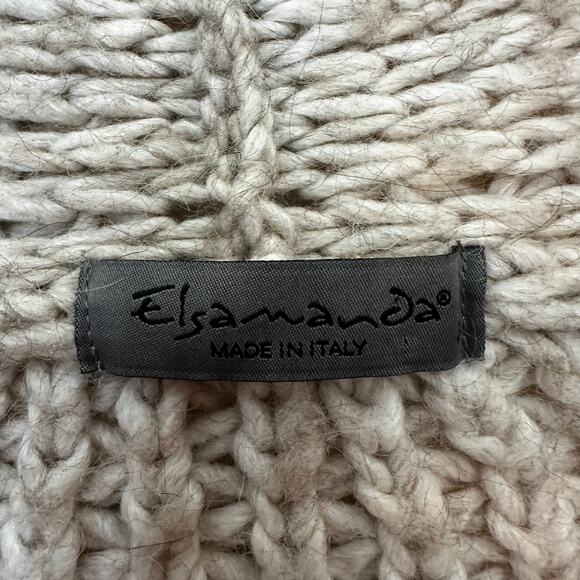 Elsamanda Wool Blend Cream Open Chunky Knit Cardigan Crop Drop Shoulder Italy S - Picture 2 of 5